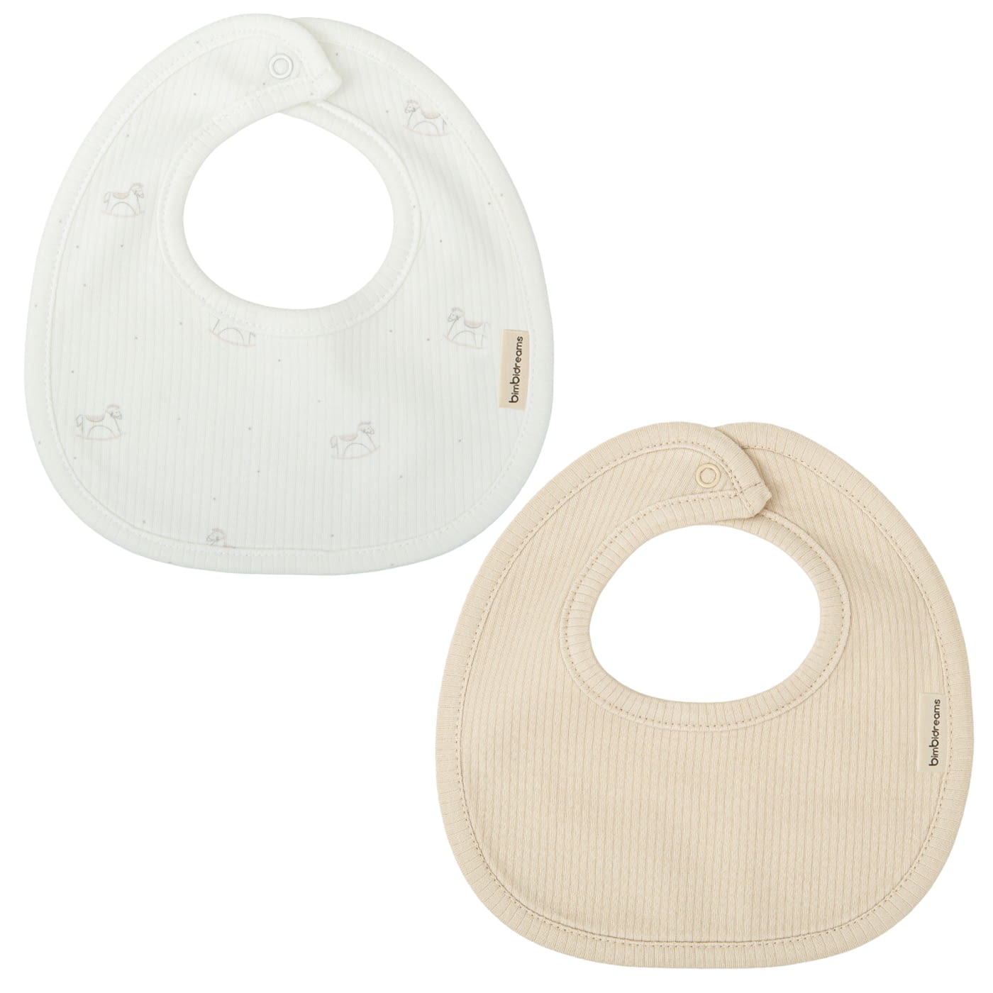 BimbiDreams - Conjunto de 2 Babetes Bandana Toy Branco e Beige