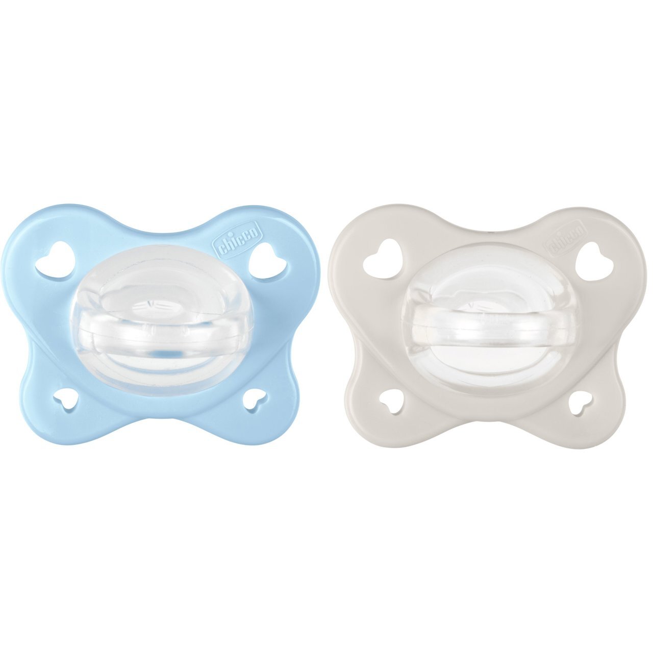 Chicco - Conjunto 2 Chuchas PhysioForma Dual Soft Cinza e Azul 2-6 meses