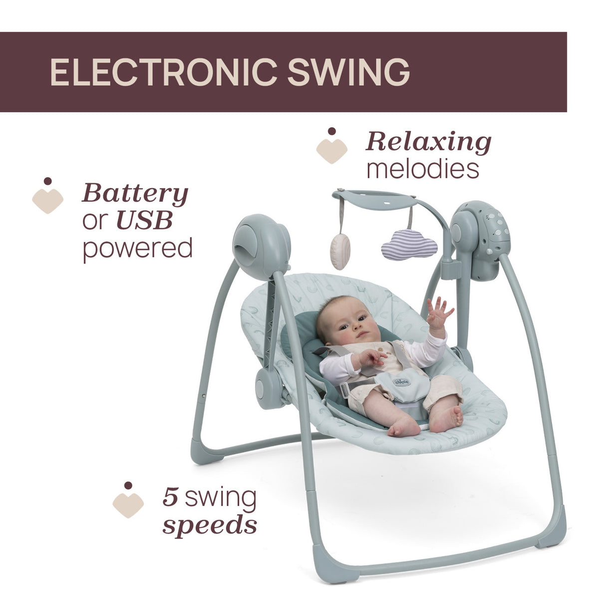 Chicco - Baloiço Espreguiçadeira Swing&Play  Matcha