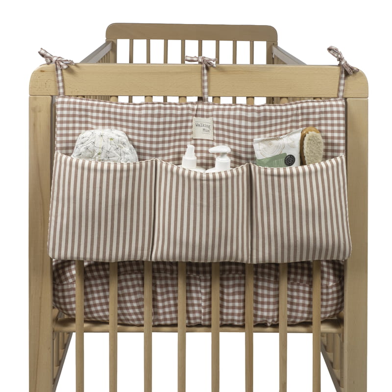 Walking Mum - Organizador para Berço Praliné Vichy/Strips Moka
