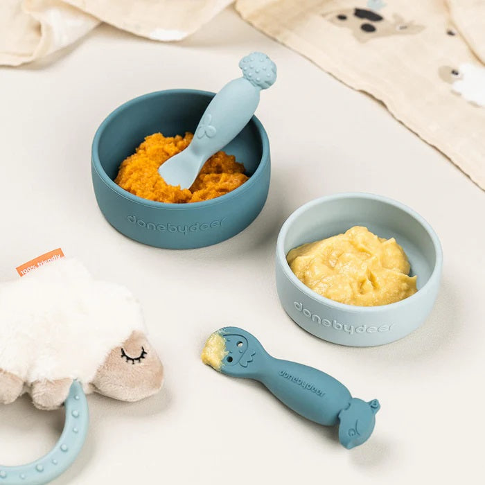 Done by Deer - Conjunto de 2 Pré Colheres Tiny Farm Blue