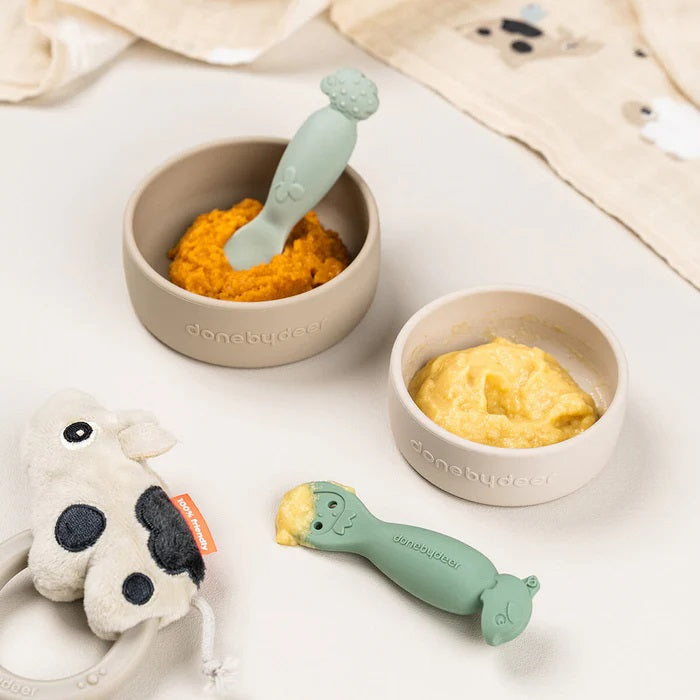 Done by Deer - Conjunto de 2 Pré Colheres Tiny Farm Green