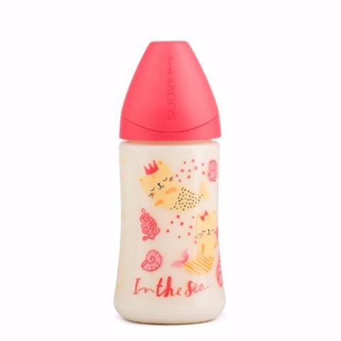 Biberão com Tetina Anatómica 270ml Pink Mermaid 0-6M - Suavinex