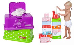 Funkybox Caixa grande para toalhitas Cinza com Estrelinhas