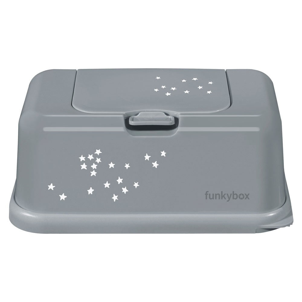 Funkybox Caixa grande para toalhitas Cinza com Estrelinhas