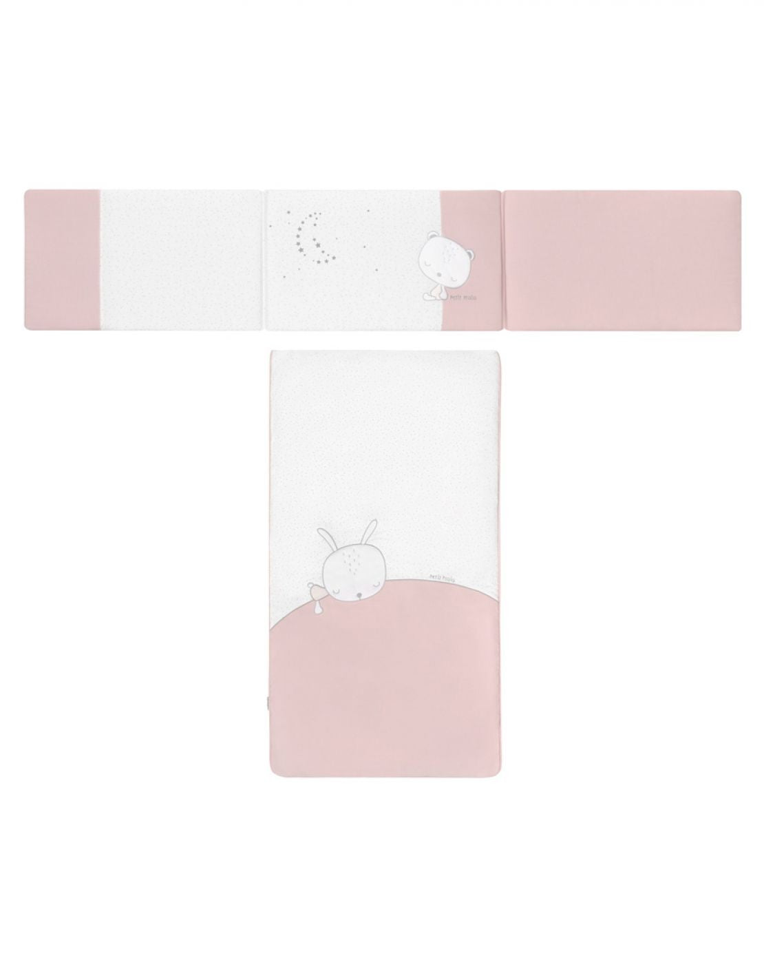 Conjunto Edredon + Protecçoes para Cama 70x140 Sleepy Rosa - Petit Praia