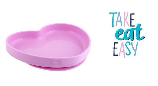 Prato Silicone Coração Rosa Take Eat Easy - Chicco