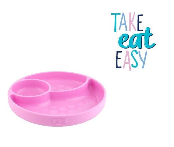 Prato Silicone Divisórias Rosa Take Eat Easy - Chicco