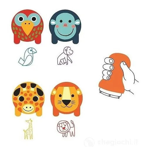 Djeco - 4 Carimbos Infantis  Animais da Selva