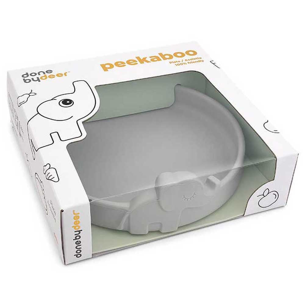 Prato Redondo Peekaboo Silicone Cinza - Done by Deer