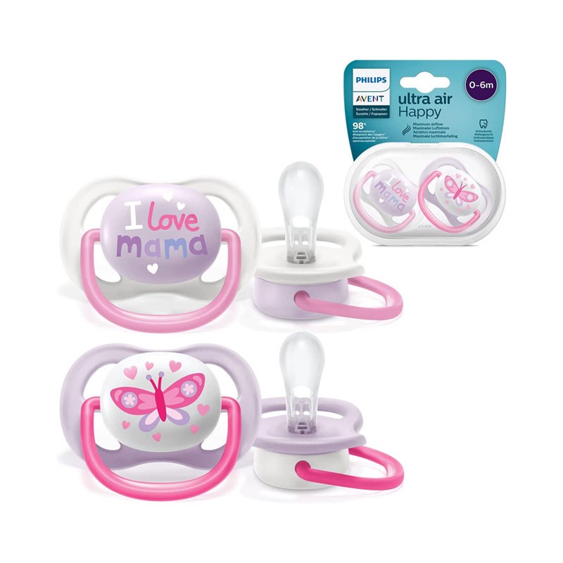 Conjunto de 2 Chuchas Ultra Air Happy 0-6M Menina - Philips Avent