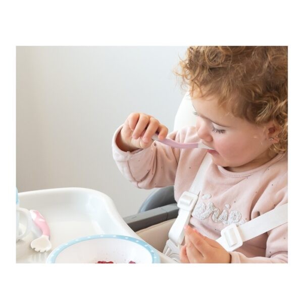 Conjunto de Talheres Flexíveis e Caixa de Transporte Rosa - Kiokids