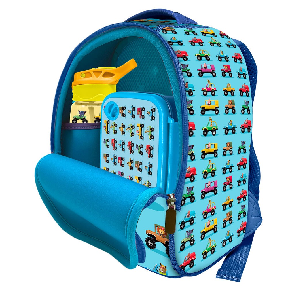 Mochila + porta Moedas Carros Neoprene Kids 26cm - Water Revolution