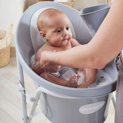 SHNUGGLE BATH | Banheira Pebble Grey com respaldo branco