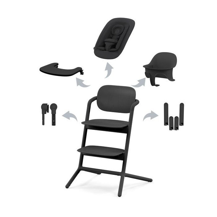 Conjunto Cadeira de Papa Lemo 4in1 Stunning Black  - Cybex