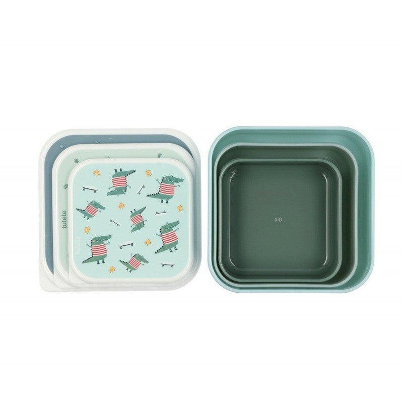 Conjunto de 3 caixas lancheiras Crocodilo - Tutete