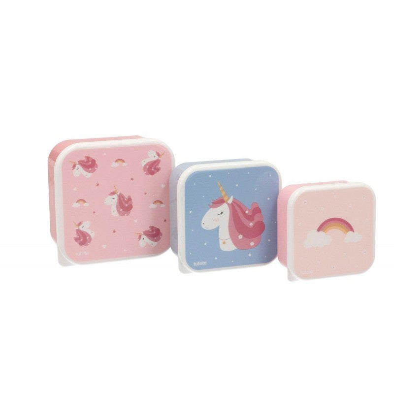 Conjunto de 3 caixas lancheiras Unicórnios - Tutete