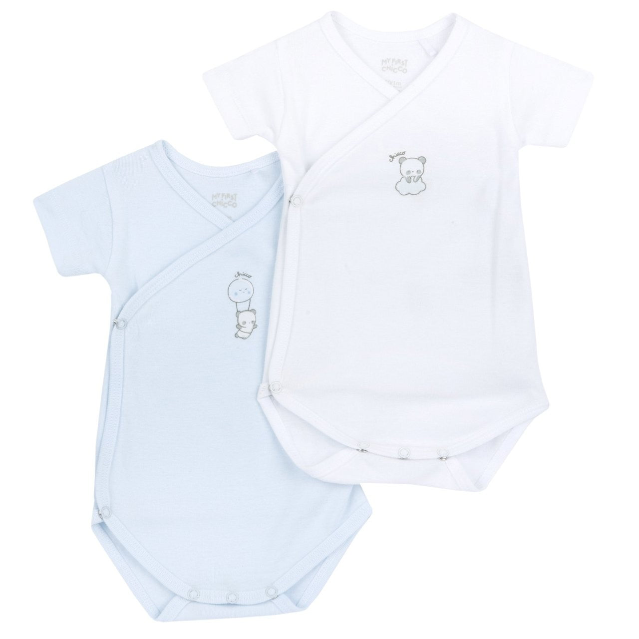 Conjunto de 2 Bodys de Manga Curta Azul e Branco - Chicco