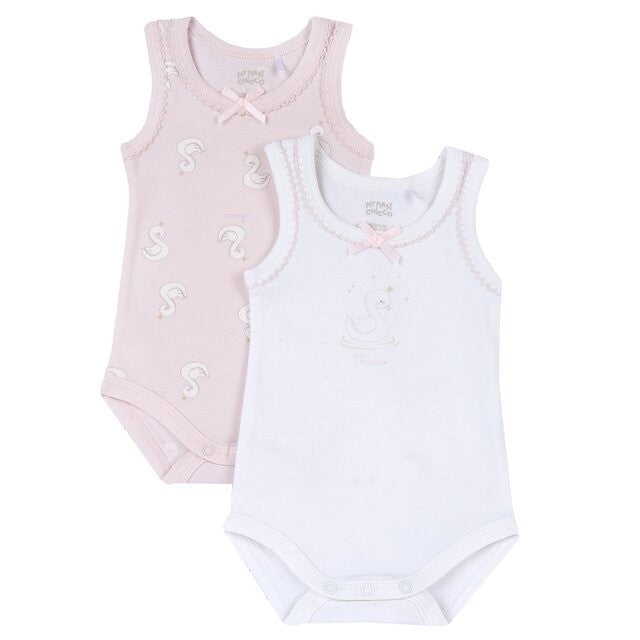 Conjunto de 2 Bodys de Alças Branco e Rosa - Chicco