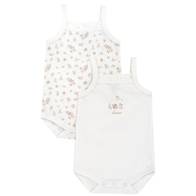 Conjunto de 2 Bodys de Alças Branco e Beige - Chicco