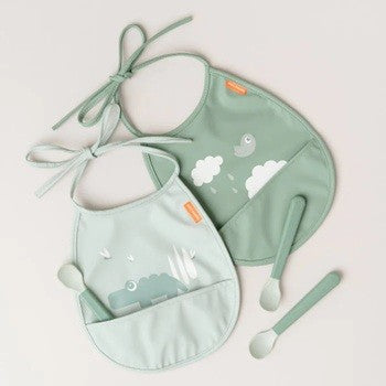 Conjunto de 2 Babetes com bolso Croco Green - Done by Deer