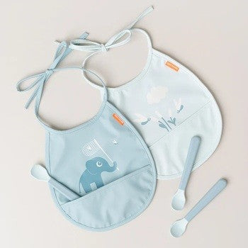 Conjunto de 2 Babetes com bolso Elphee Blue - Done by Deer