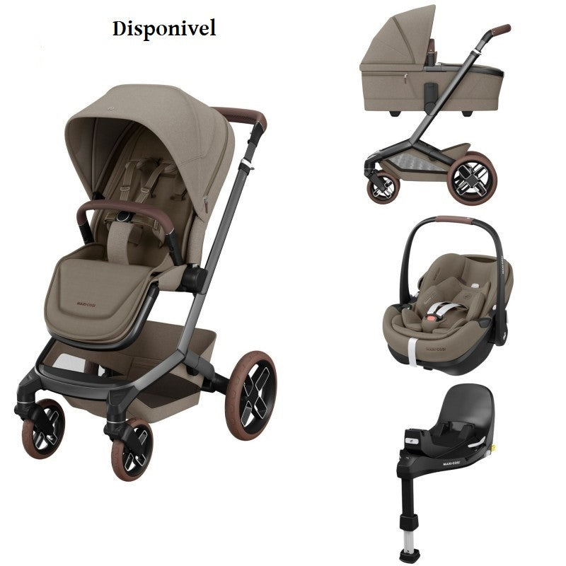 Pack Carrinho Fame & Alcofa Close2Me & Pebble 360 Por 2 & Base Family Fix 360 Pro Twillic Truffle - Maxi Cosi