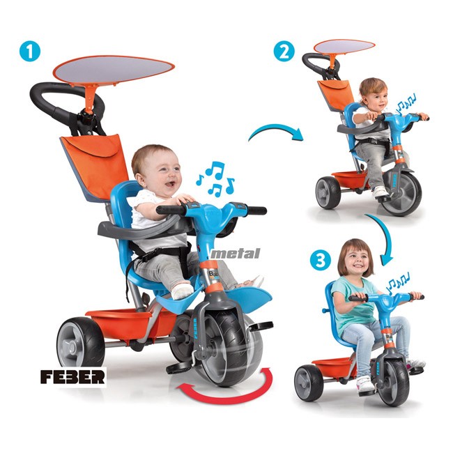 Triciclo Plus Baby Music Azul - Feber
