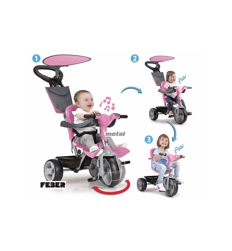 Triciclo Plus Baby Music Rosa - Feber