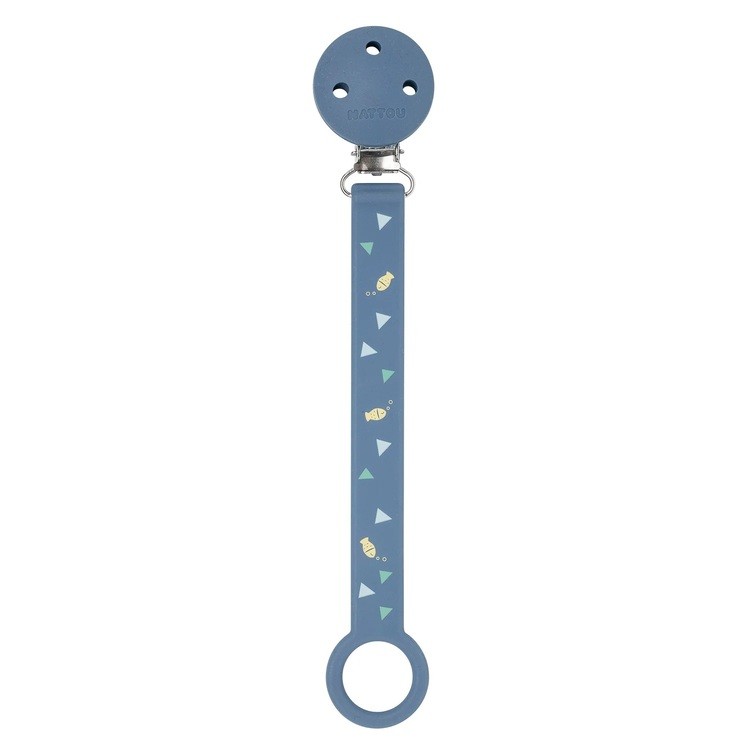 Porta Chucha Silicone Azul Peixes - Nattou