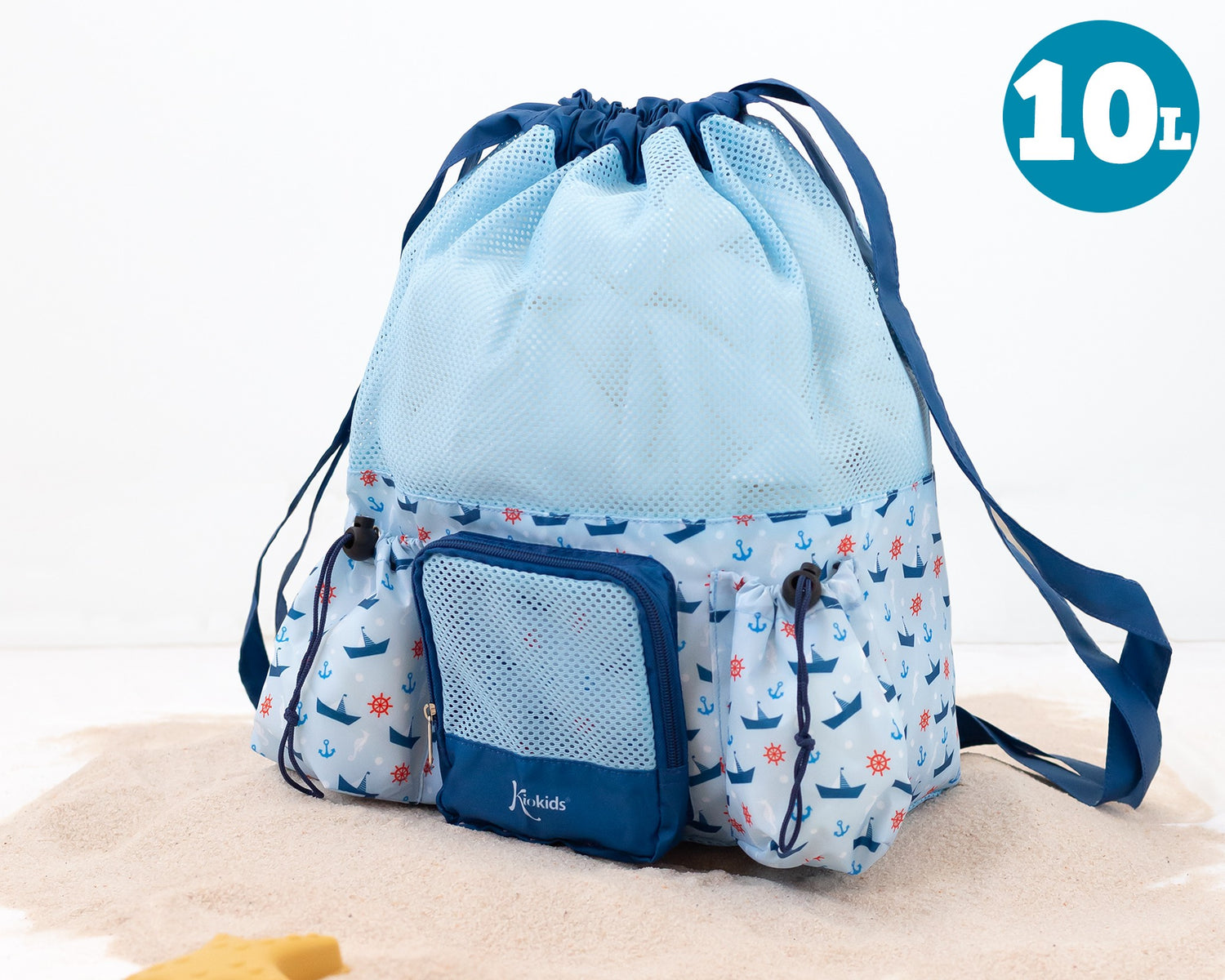 Saco praia em rede azul - Kiokids