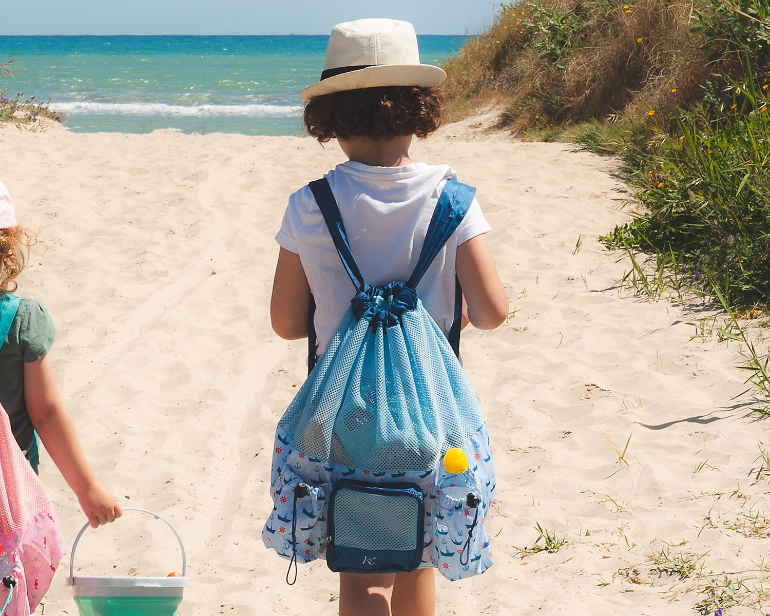 Saco praia em rede azul - Kiokids