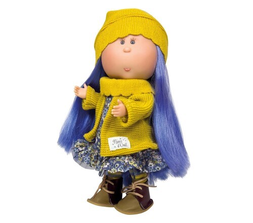 Boneca Mia Cabelo Azul e Vestido Flores - Nines D Onil