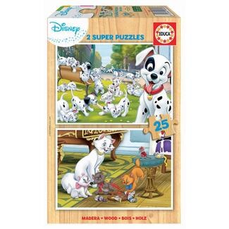Puzzle em Madeira 2x25 Dálmatas - Educa