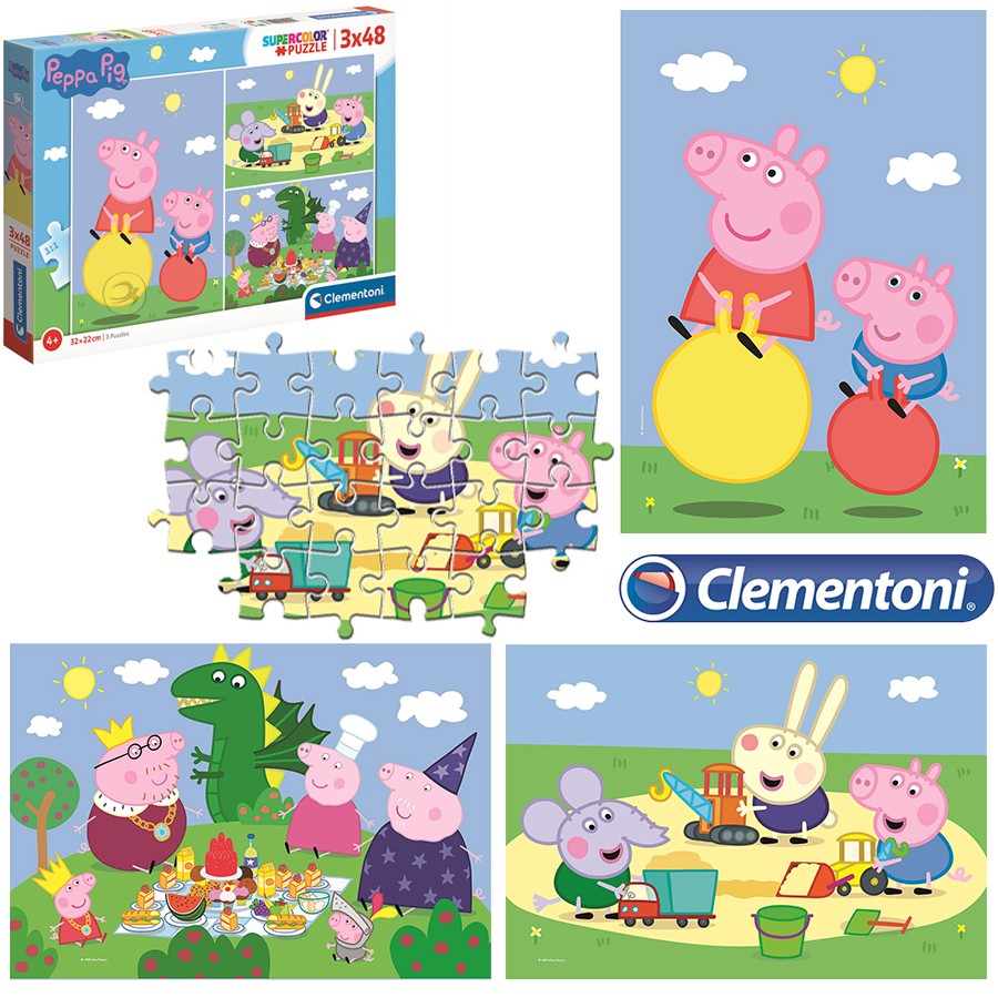 Puzzle 3x48 peças SuperColor Peppa Pig - Clementoni