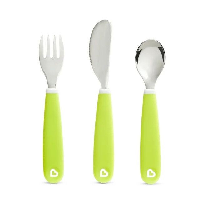 Conjunto de Talheres Inox Verde - munchkin