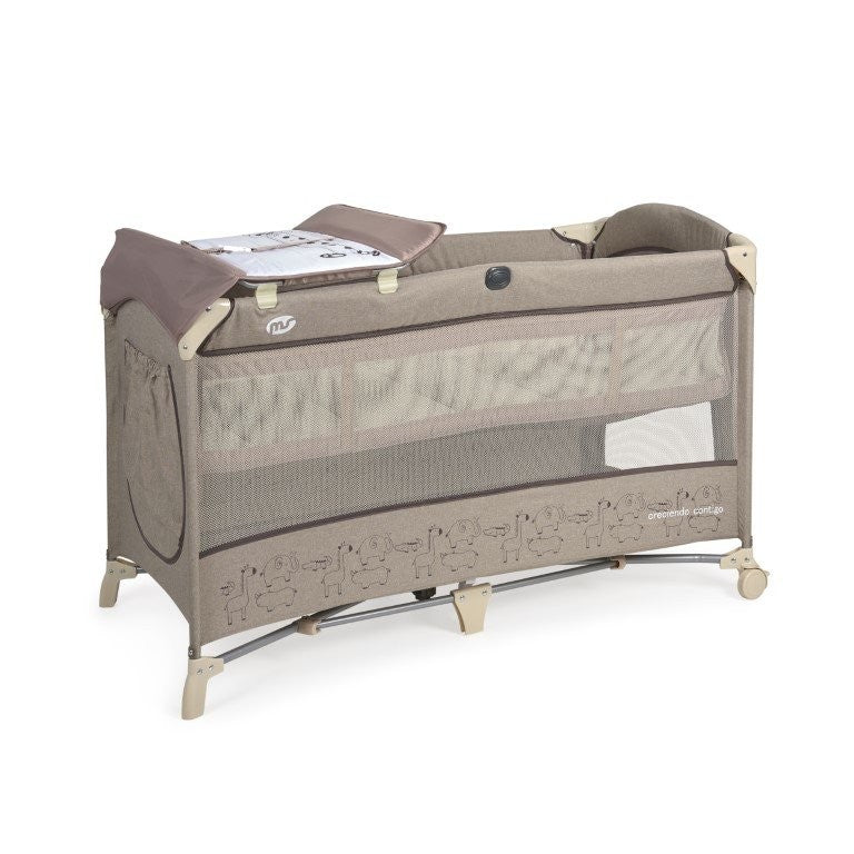 Cama de Viagem Oxford com muda fraldas Beige Zoo - MS