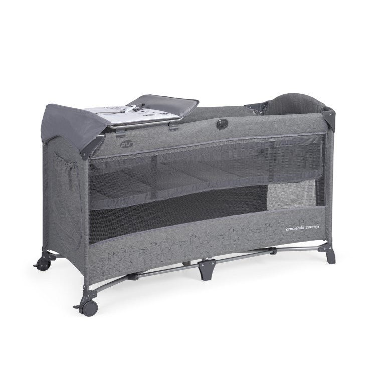 Cama de Viagem Oxford com muda fraldas Cinza Zoo - MS