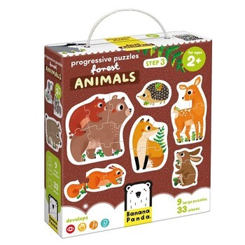 Puzzle Progressivo: Animais Floresta - Banana Panda
