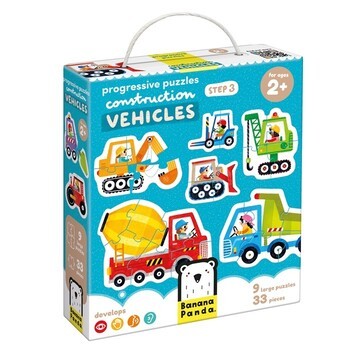 Puzzle Progressivo Veículos de Construção  - Banana Panda