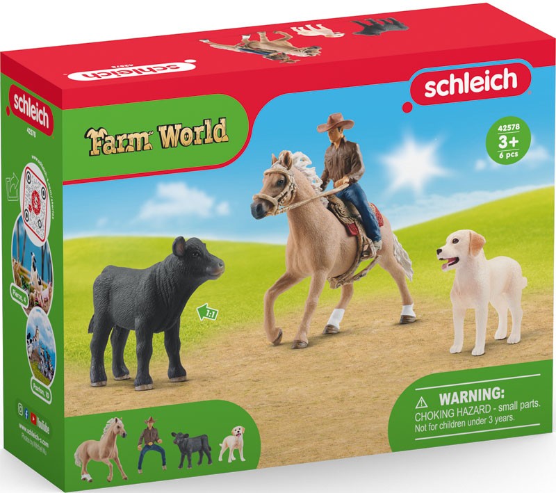 Conjunto Vaqueiro com Bezerro do Oeste - Schleich