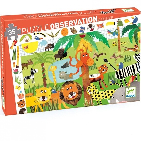 Puzzle de Observação 35pçs: Animais Selva - Djeco