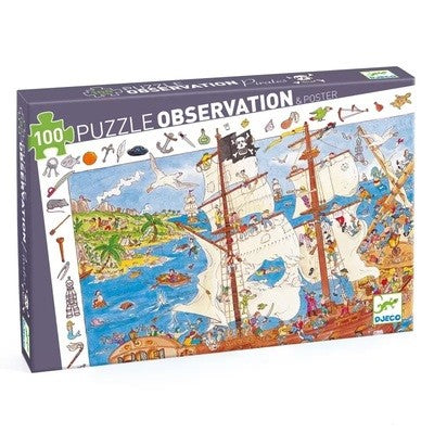 Puzzle de Observação 100pçs: Piratas - Djeco