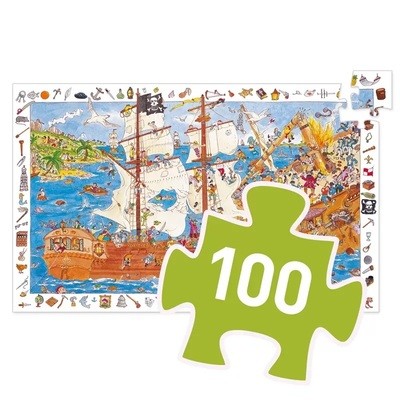 Puzzle de Observação 100pçs: Piratas - Djeco