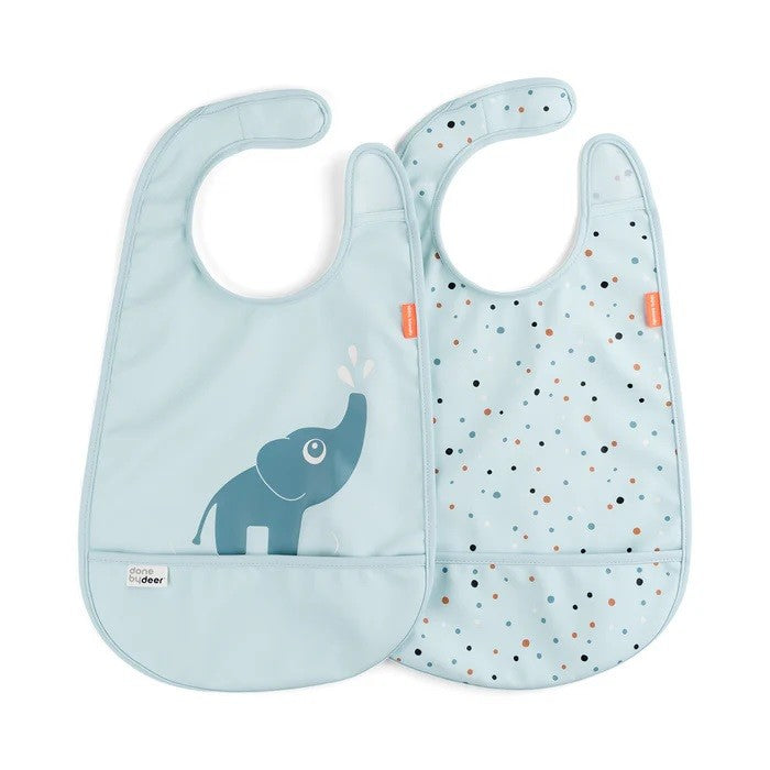 Conjunto de 2 Babetes com Velcro Elphee Blue - Done by Deer