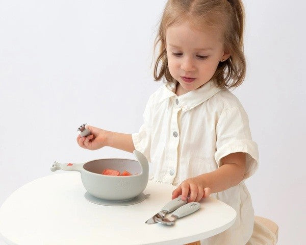 Conjunto de Talheres Inox Cinza - Kiokids