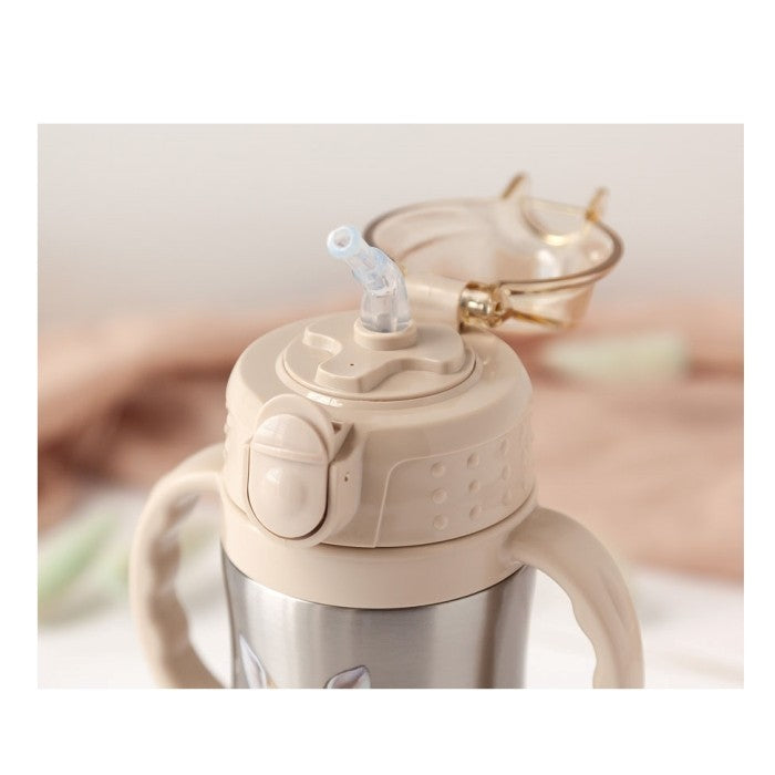 Copo Térmico com Palhinha 280ml Beige - Kiokids