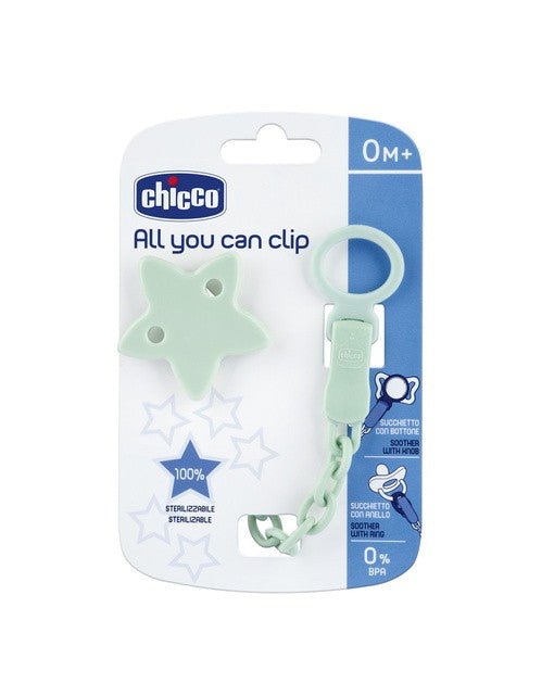 Clip Porta Chupeta Estrela Verde - Chicco