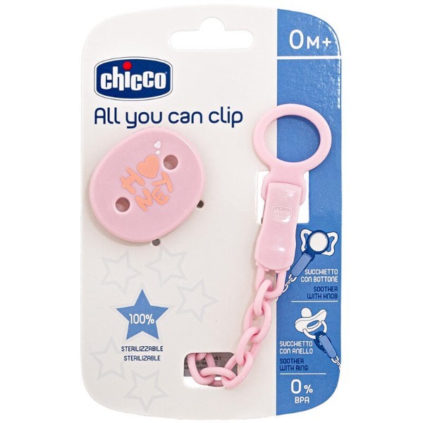 Clip Porta Chupeta Rosa - Chicco