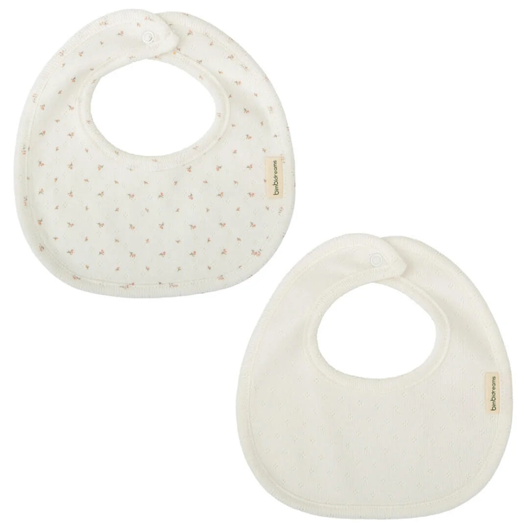 BimbiDreams - Conjunto de 2 Babetes Bandana Pointille Branco e Rosa